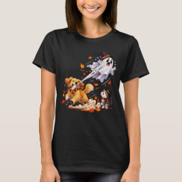 Grappige Hond Vliegt een Geest als een Halloween V T-shirt