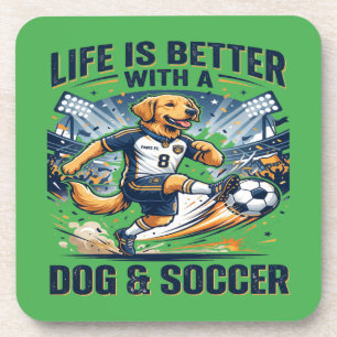 Grappige Hond Voetbal - Leven Is Beter Met een Hon Bier Onderzetter