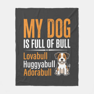 Grappige Hond Vol Met Stier Ontwerp Fleece Deken