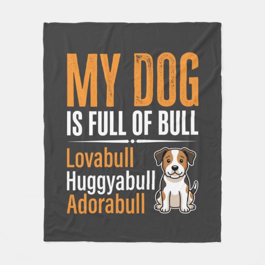 Grappige Hond Vol Met Stier Ontwerp Fleece Deken (Voorkant)