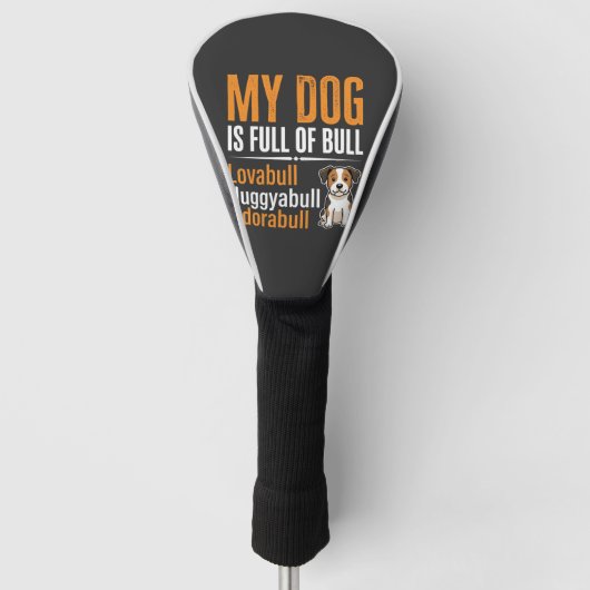 Grappige Hond Vol Met Stier Ontwerp Golfheadcover (Voorkant)