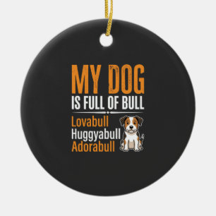 Grappige Hond Vol Met Stier Ontwerp Keramisch Ornament