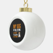 Grappige Hond Vol Met Stier Ontwerp Keramische Bal Ornament (Rechts)