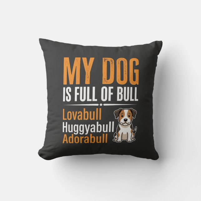 Grappige Hond Vol Met Stier Ontwerp Kussen (Voorkant)