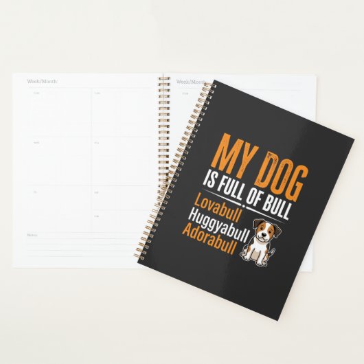 Grappige Hond Vol Met Stier Ontwerp Planner (Display)