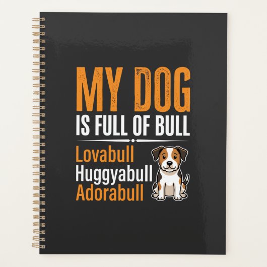 Grappige Hond Vol Met Stier Ontwerp Planner (Voorkant)