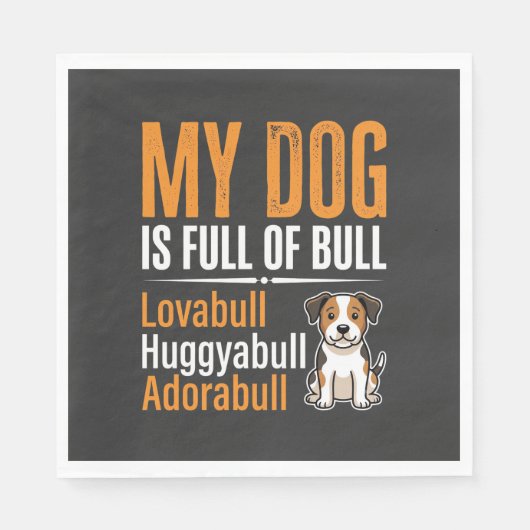 Grappige Hond Vol Met Stier Ontwerp Servet (Voorkant)