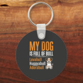 Grappige Hond Vol Met Stier Ontwerp Sleutelhanger (Voorkant)