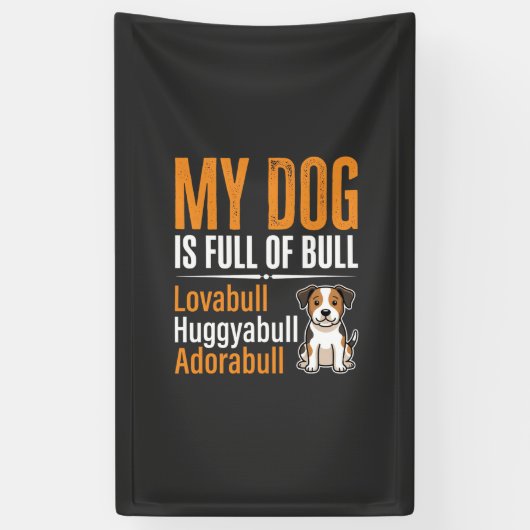 Grappige Hond Vol Met Stier Ontwerp Spandoek (Verticaal)