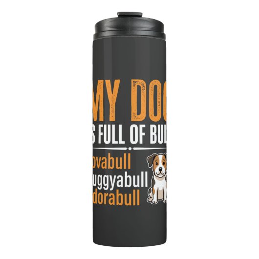 Grappige Hond Vol Met Stier Ontwerp Thermosbeker (Voorkant)