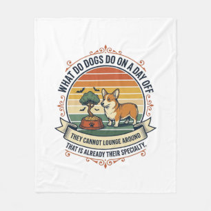 Grappige Hond Vrije Dag Vintage Gravure Citaat T-s Fleece Deken