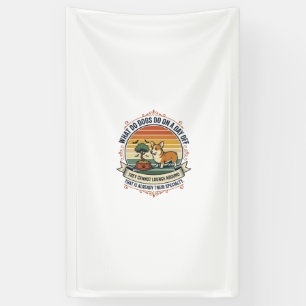 Grappige Hond Vrije Dag Vintage Gravure Citaat T-s Spandoek