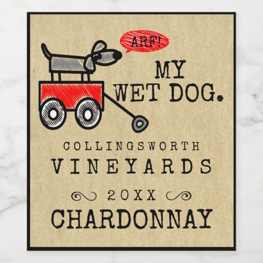 Grappige hond zelfgemaakte wijn label etiket (Enkel label)