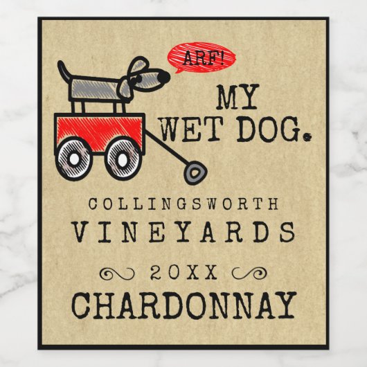 Grappige hond zelfgemaakte wijn label wijn etiket (Enkel label)