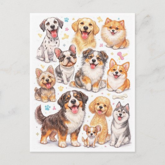 Grappige honden. Briefkaart (Voorkant)