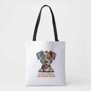 Grappige Honden Butler Citaat Illustratie Tote Bag