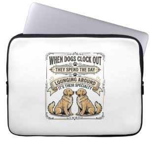 Grappige Honden Citaten Vintage Gravure Loungende Laptop Sleeve
