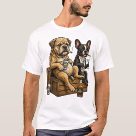 Grappige honden die bier en whiskey drinken Retro T-shirt