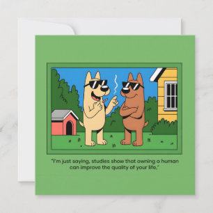 Grappige honden die een menselijke cartoon bezitte feestdagenkaart