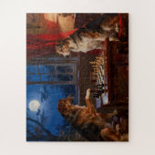 Grappige honden die schaken spelen hondenliefhebbe legpuzzel (Verticaal)