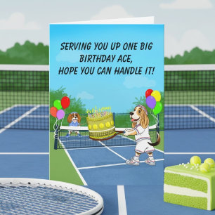 Grappige Honden die Tennis spelen Verjaardagstaart Kaart