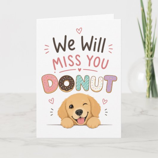 Grappige Honden Donut Afscheids Cadeau Collega Pen Kaart (Voorkant)