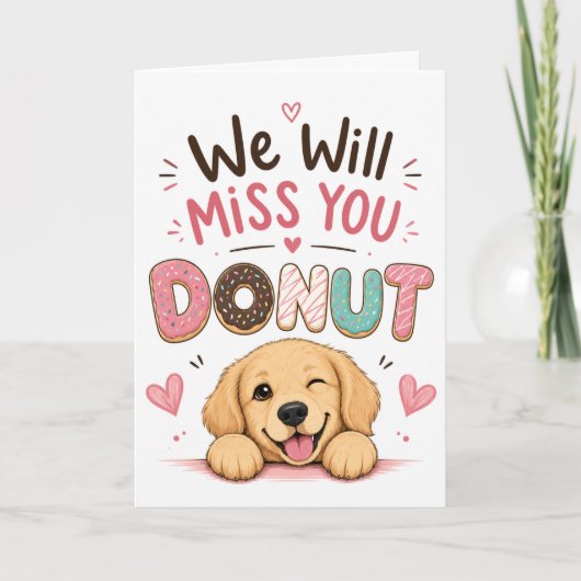 Grappige Honden Donut Afscheids Cadeau Collega Pen Kaart (Voorkant)
