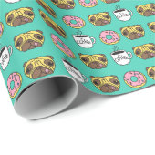 Grappige honden, donuts, koffie patroon. cadeaupapier (Rol Hoek)