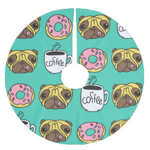 Grappige honden, donuts, koffie patroon. kerstboom rok