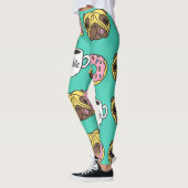 Grappige honden, donuts, koffie patroon. leggings (Links)