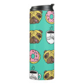 Grappige honden, donuts, koffie patroon. thermosbeker (Gedraaid links)