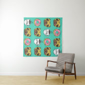 Grappige honden, donuts, koffie patroon. wandkleed (In Situ (horizontaal))