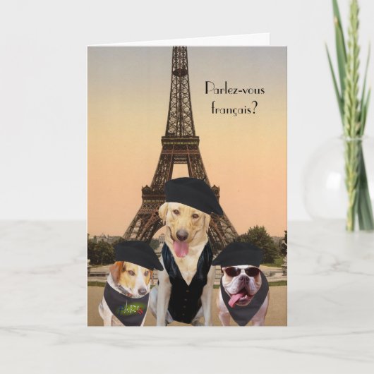 Grappige honden Franse verjaardag Kaart (Voorkant)