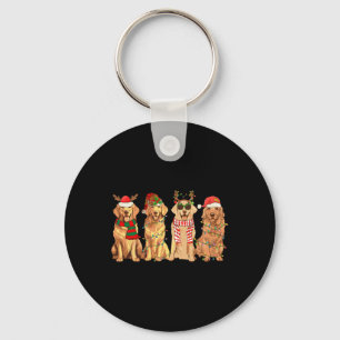 Grappige Honden Golden Retriever Kerstverlichting Sleutelhanger