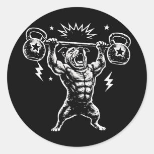 Grappige Honden Gym Workout Belachelijke Gewichthe Ronde Sticker