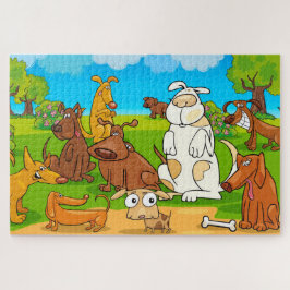 Grappige honden in park puzzel