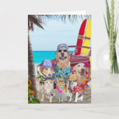 Grappige honden / katten Hawaiian / surfer verjaar Kaart (Voorkant)
