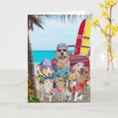 Grappige honden / katten Hawaiian / surfer verjaar Kaart (Gele Bloem)