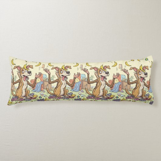 Grappige honden kunst body kussen – Whimsical woon (Voorkant)