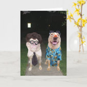 Grappige honden / Labs als mensen op Halloween Kaart (Gele Bloem)