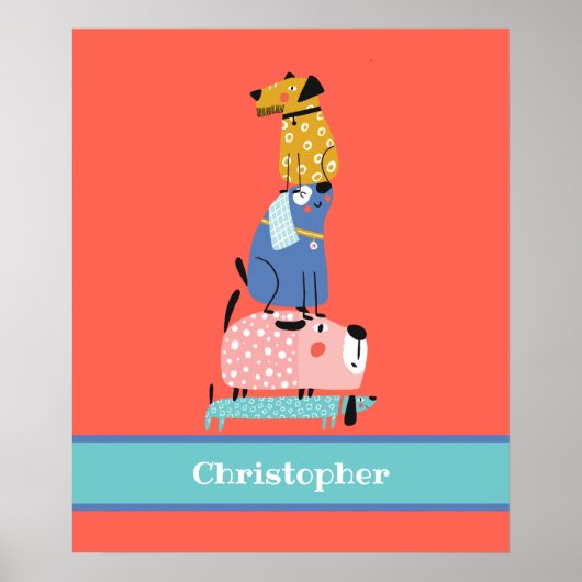 Grappige honden met naam kinderen poster (Voorkant)