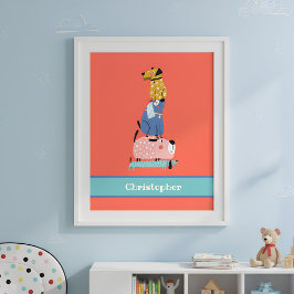 Grappige honden met naam kinderen poster