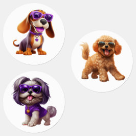 Grappige honden met zonnebril labels