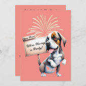 Grappige honden Nieuwjaars open huis feest uitnodi Kaart (Voorkant / Achterkant)