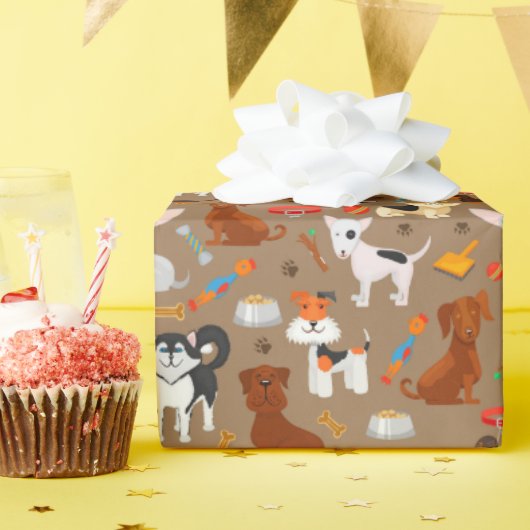 Grappige Honden Patroon Beste Vriend Dier Cadeaupapier (Verjaardagsfeest)