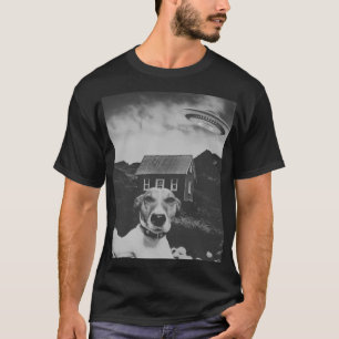 Grappige honden selfie met Alien UFO –Hondenliefhe T-shirt