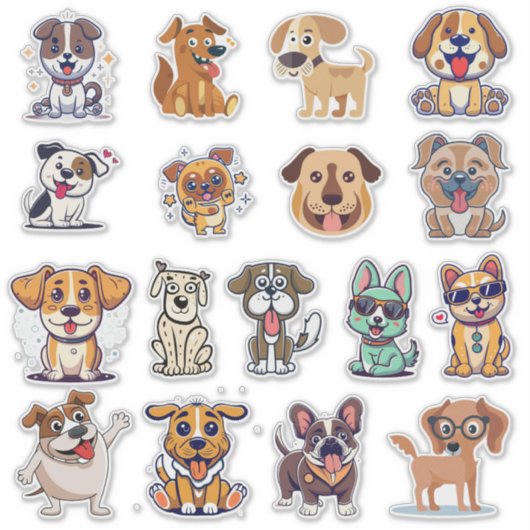 Grappige honden set 2 sticker (Voorkant)