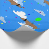 Grappige honden teckel ballonnen wolken cadeaupapier (Hoek)