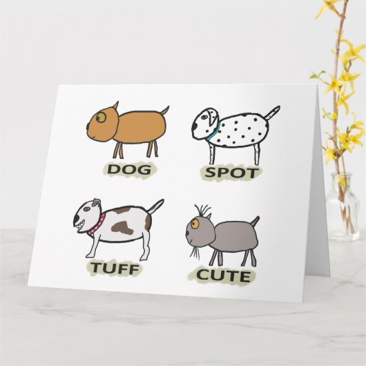 Grappige honden tekenen kaart (Gele Bloem)