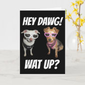 GRAPPIGE HONDEN VERJAARDAGSKAARTEN, FEEST! KAART (Gele Bloem)